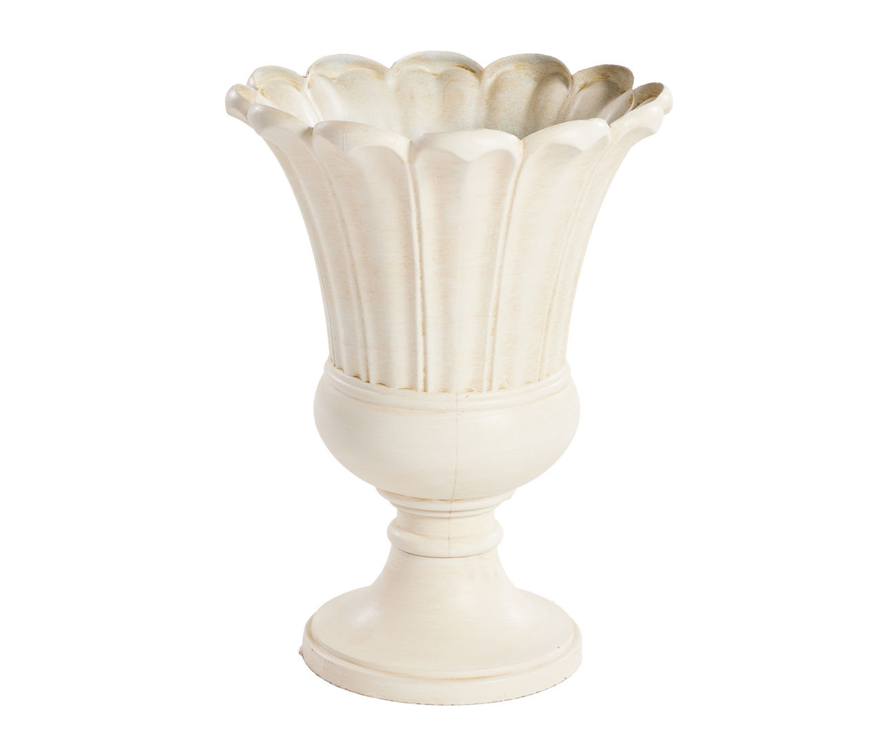 17.7 White Fluted Scalloped Edge Plastic Urn Planter