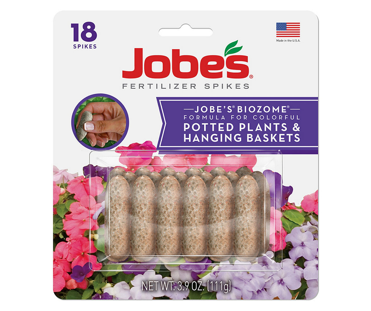 Jobe's Biozome Potted Plant & Hanging Basket Fertilizer Spikes, 18Pack
