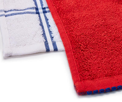 Simply Bold "Relax" Pompeian Red & Blue 2-Piece Hand Towel Set