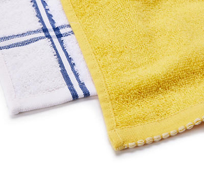 Simply Bold Super Lemon & Blue Lined Frenchie 2-Piece Hand Towel Set