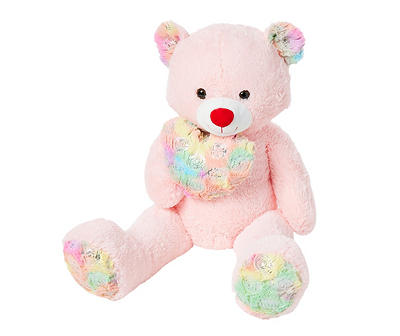 Pink & Tie-Dye Bear with Heart Plush