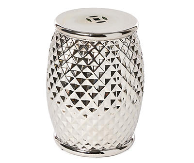 18" Silver Embossed Diamond Porcelain Drum Garden Table