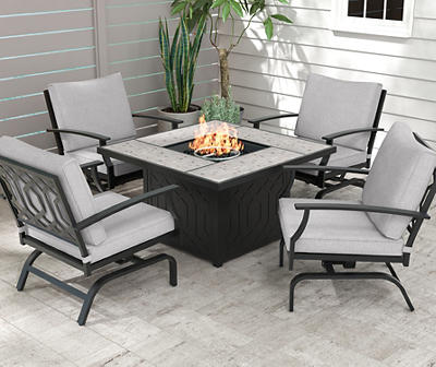 Real Living Bel Air 5-Piece Cushioned Patio Fire Pit Chat Set