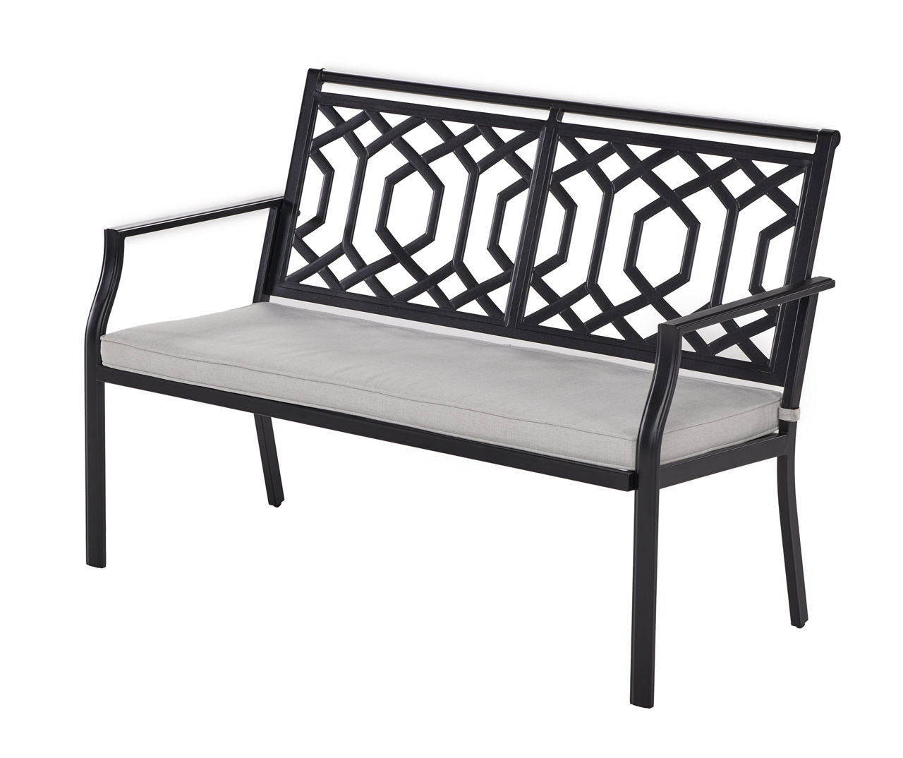 Small black metal online outdoor bench