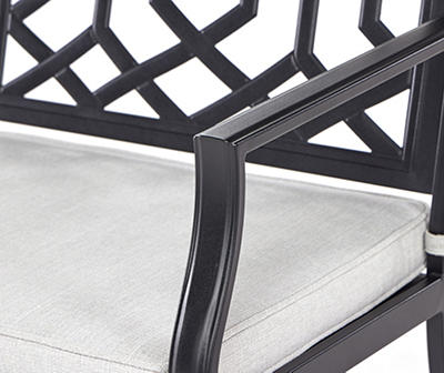 Bel Air Black Metal Bench With Gray Cushion