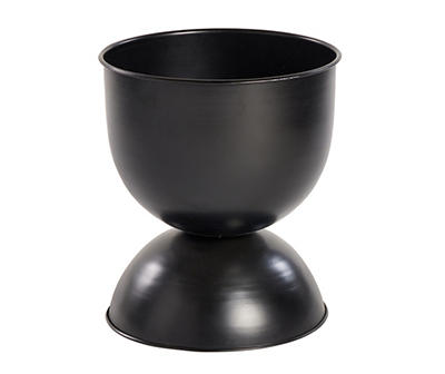 13.5" Black Hourglass Metal Planter