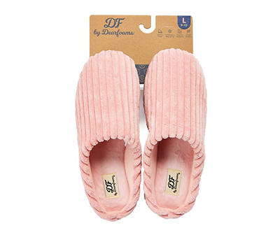 Women's L Light Pink Ribbed Terry Clog Slippers