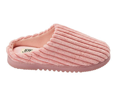 Women's S Light Pink Ribbed Terry Clog Slippers