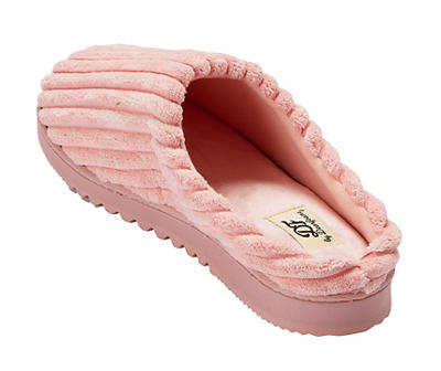 Women's S Light Pink Ribbed Terry Clog Slippers