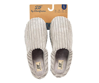 Women's L Sleet Gray Ribbed Terry Clog Slippers