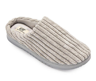 Women's S Sleet Gray Ribbed Terry Clog Slippers