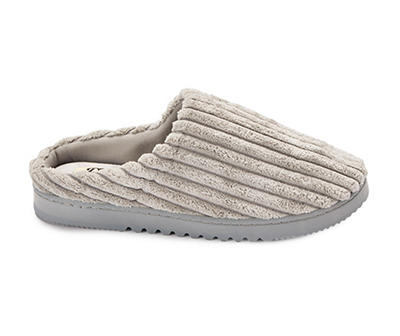 Women's L Sleet Gray Ribbed Terry Clog Slippers