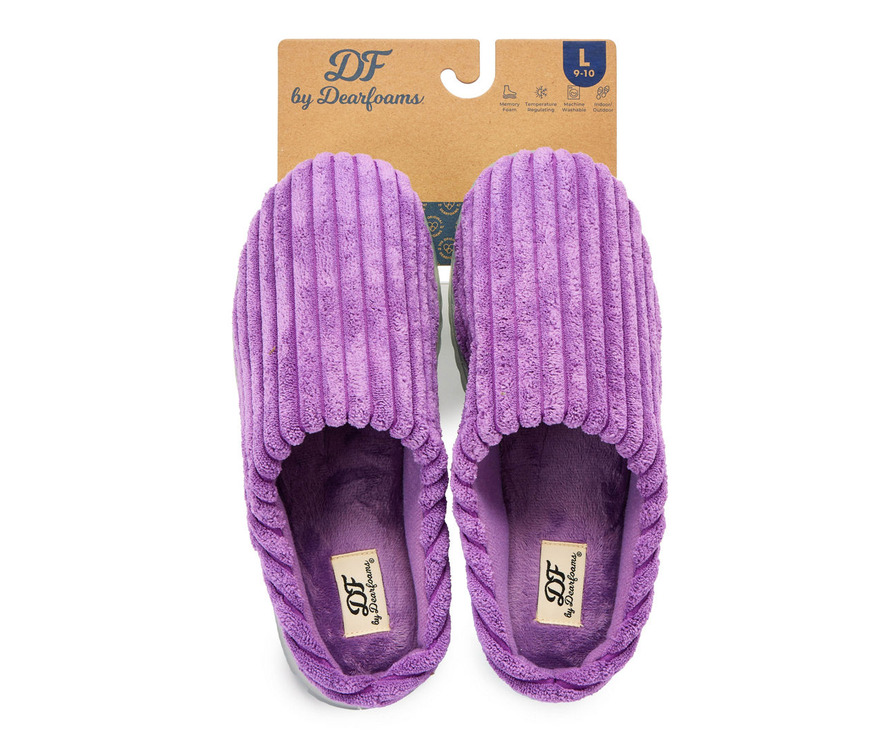 DF by Dearfoams Women s X Large Smokey Purple Ribbed Terry Clog Slippers Big Lots