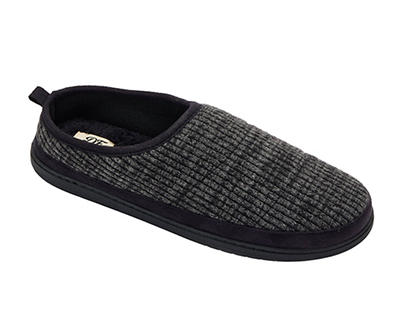 Women's M Black Ribbed Knit Clog Slippers