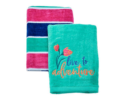 Tropicoastal "Adventure" Billiard Green 2-Piece Hand Towel Set