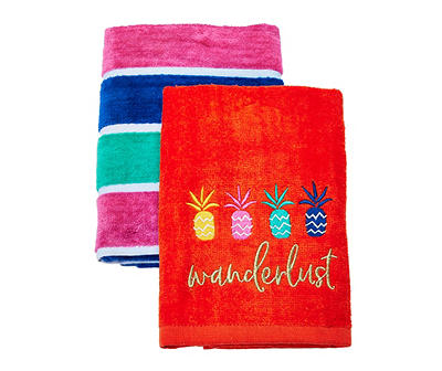 Tropicoastal "Wanderlust" Grenadine Red 2-Piece Hand Towel Set