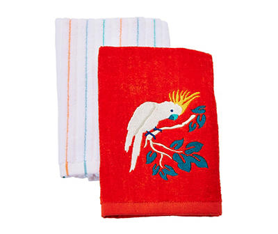 Tropicoastal Grenadine Red Cockatoo 2-Piece Hand Towel Set