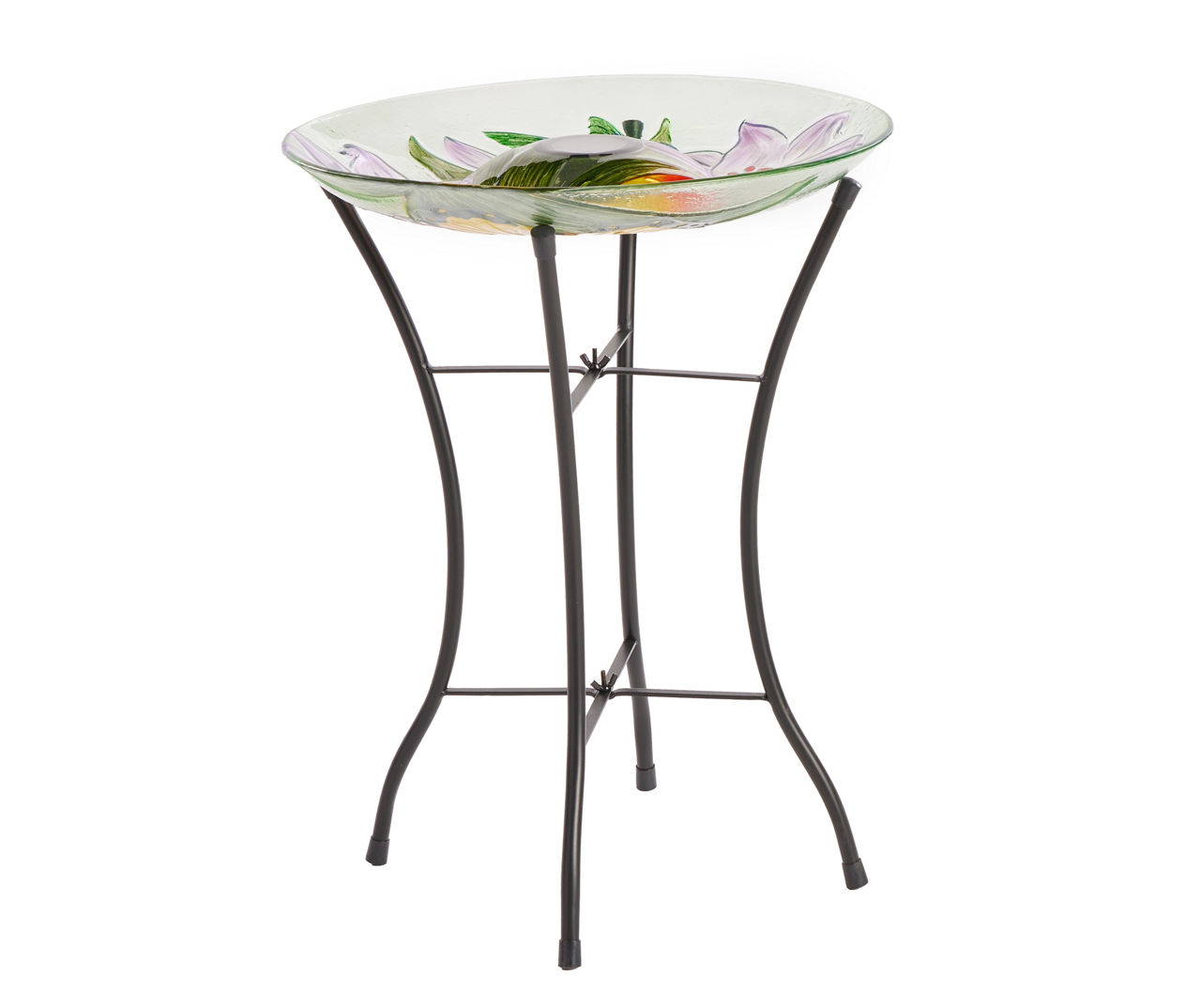 20.7" Butterfly & Hummingbird Glass LED Solar Bird Bath Big Lots