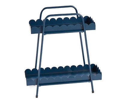 Navy Scalloped 2-Tier Metal Plant Stand