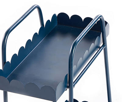 Navy Scalloped 2-Tier Metal Plant Stand