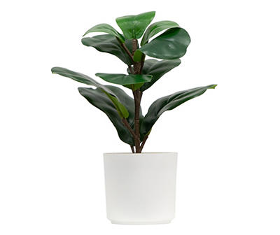 Artificial Fiddle Leaf Fig in White Planter