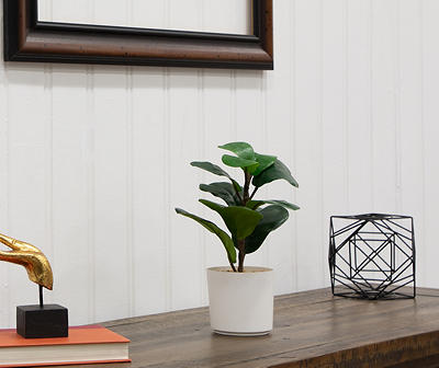 Artificial Fiddle Leaf Fig in White Planter