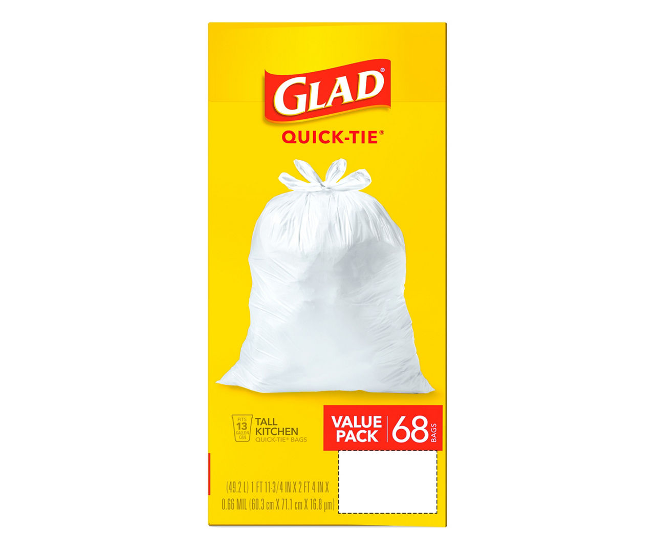 Glad Quick-Tie Tall Kitchen Cloroxpro Trash Bags - 13 Gallon - 200 Count  (15931) (Packaging May Vary) 