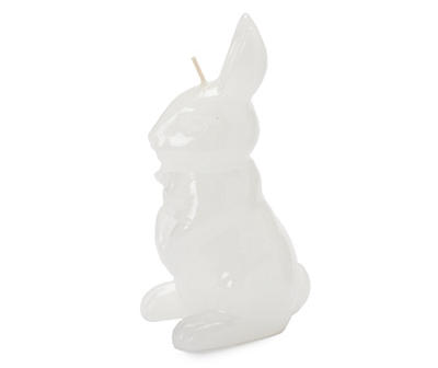 5" White Glitter Bunny Candle