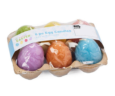 Multi-Color Egg Candles, 6-Pack