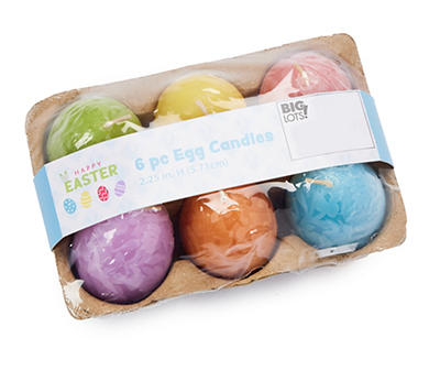 Multi-Color Egg Candles, 6-Pack