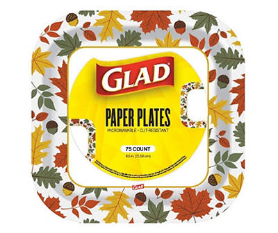 Falling Foliage Square 8.5" Paper Plates, 75-Count