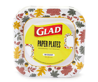 Fall Leaves Square 10" Paper Plates, 58-Count