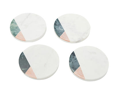 Tri-Color Inlay Marble Coasters, 4-Pack