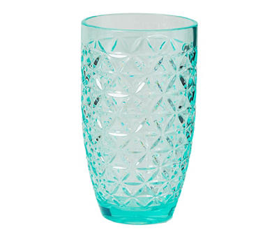 Blue Faceted Highball Plastic Glass, 16 Oz.