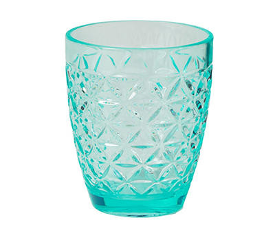 Blue Faceted Old Fashion Plastic Glass, 11.5 Oz.