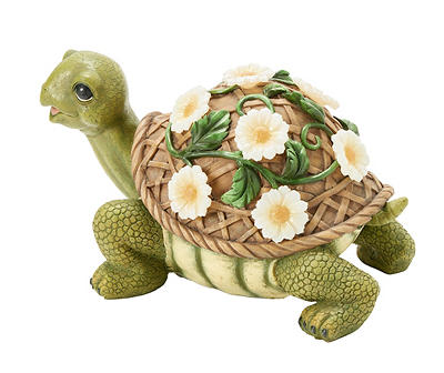 6.4" Flower Shelf Turtle LED Solar Garden Statue
