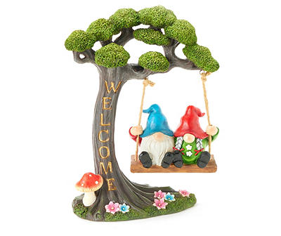 "Welcome" Swinging Gnomes & Tree Garden Decor