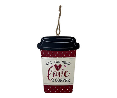 "Love & Coffee" Red & Black Coffee Cup Decor