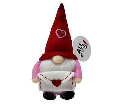 Red & Pink Valentine's Gnome With Envelope Tabletop Decor