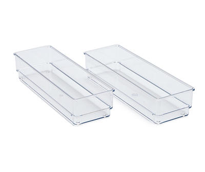 Clear Plastic Drawer Storage Bins, 2-Pack