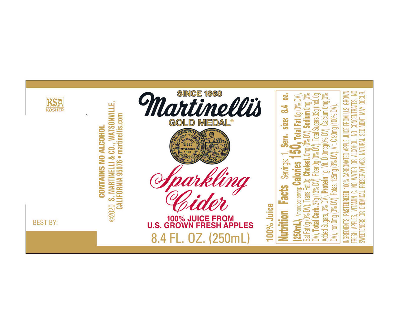 Martinelli's Gold Medal Sparkling Cider -25.4 Fl Oz Glass Bottles : Target