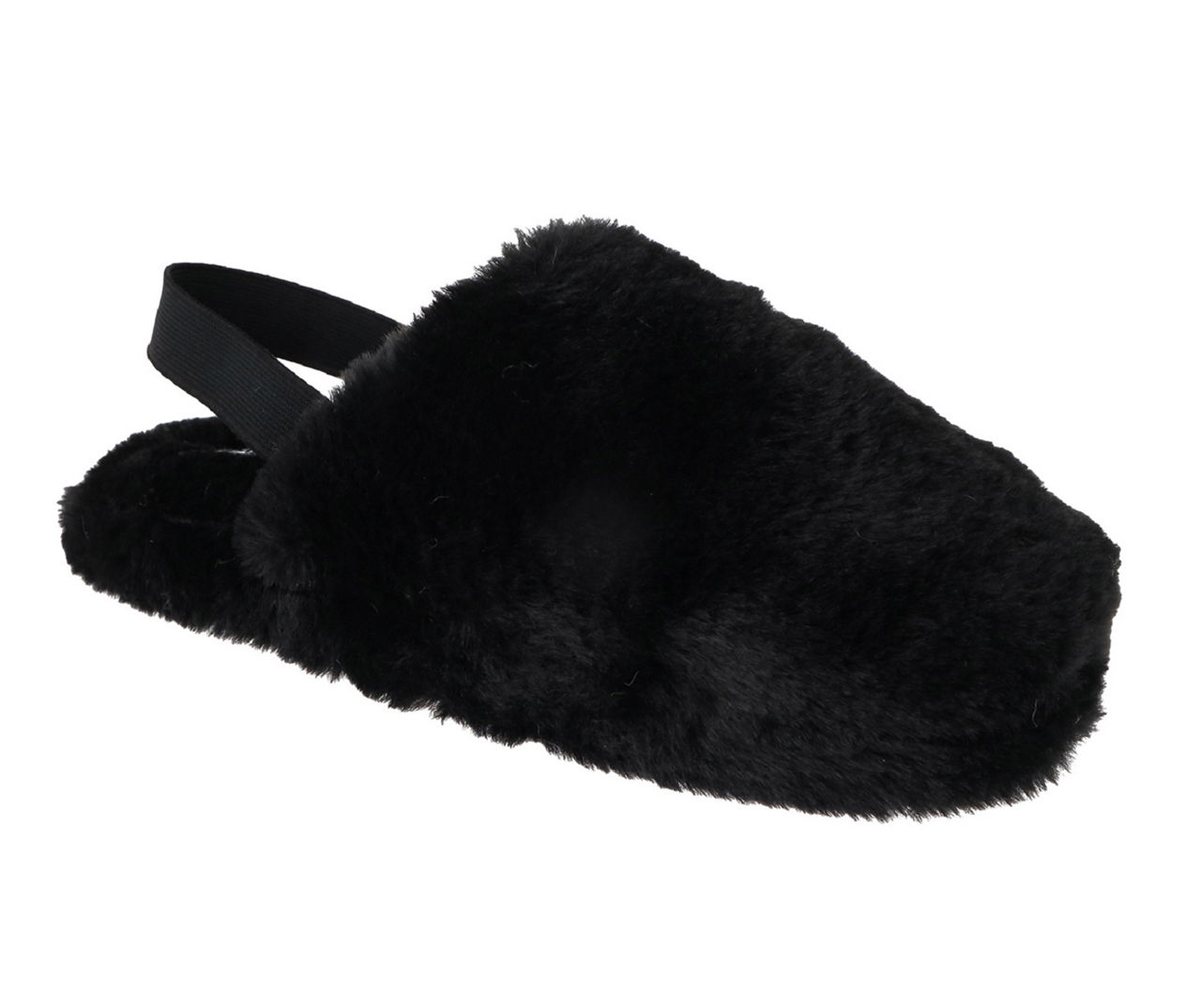 Capelli Women's S Black Faux Fur HeelStrap Slippers Big Lots