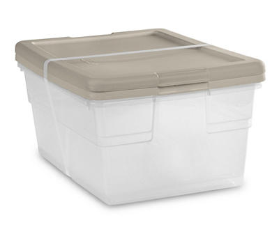 16-Qt. Gray Pumice & Clear Storage Boxes, 2-Pack