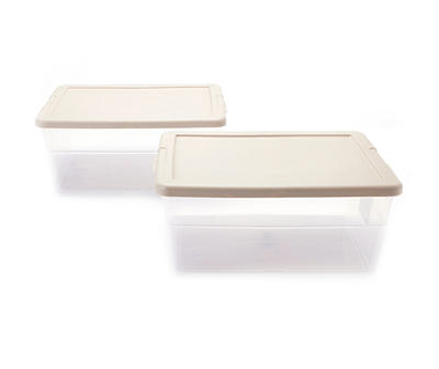 16-Qt. Gray Pumice & Clear Storage Boxes, 2-Pack