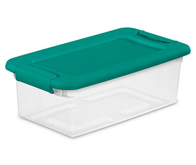 6-Qt. Teal & Clear Latch Storage Tote With Lid