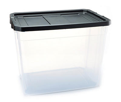 108-Qt. Black & Clear Stacker Storage Tote With Lid