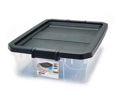 40-Qt. Black & Clear Stacker Storage Tote With Lid
