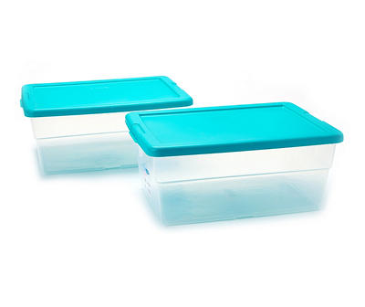 16-Qt. Teal & Clear Storage Boxes, 2-Pack
