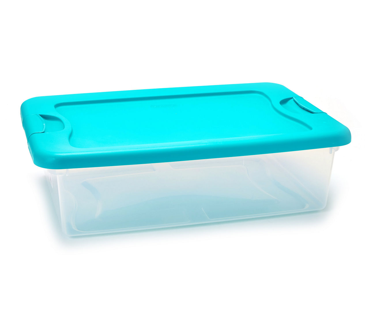 Hefty Hi-Rise 72 qt Storage Bin, Clear with Turquoise Lid