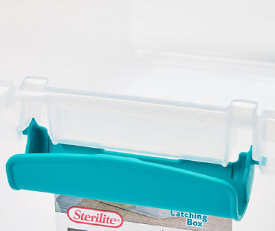32-Qt. Teal & Clear Latch Storage Tote With Lid